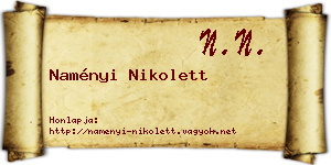 Naményi Nikolett névjegykártya